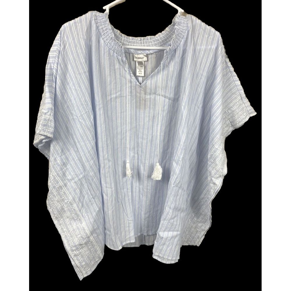 Avenue Batwing Kimono Womens Size 18/20 Blue‎ Striped Blouse Tunic Shirt NEW NWT